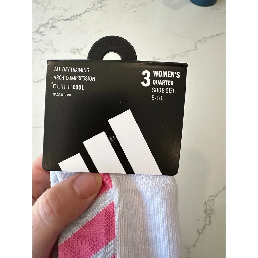 NWT Adidas All Day Training Quarter Socks 3 Pack